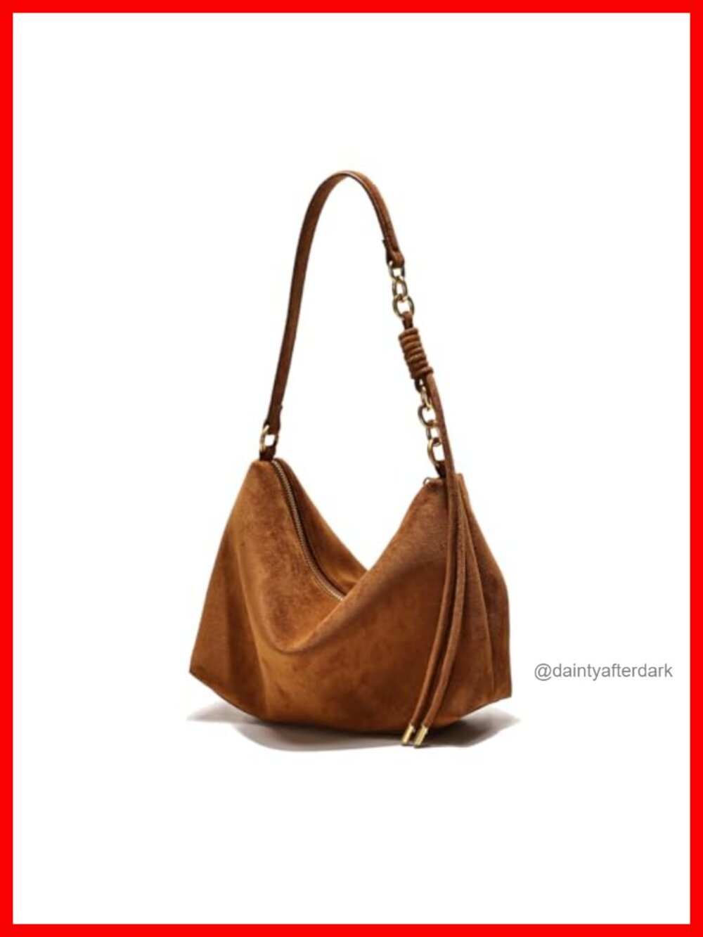 Faux Suede Hobo Shoulder Bag Small Crossbody Adjustable Strap